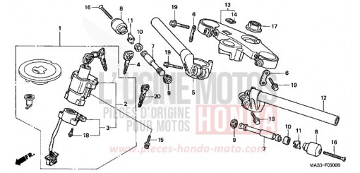 TUYAU DE GUIDON/PONT SUPERIEUR CBR900RRW de 1998